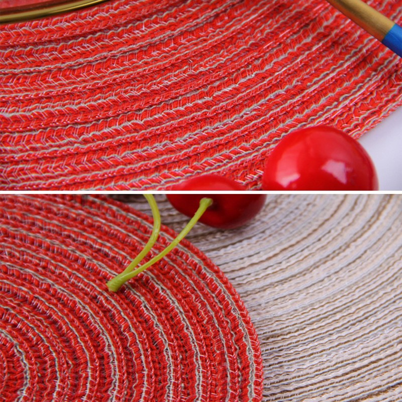 marysgift Red Coasters for Drinks, Round Woven Coasters Set of