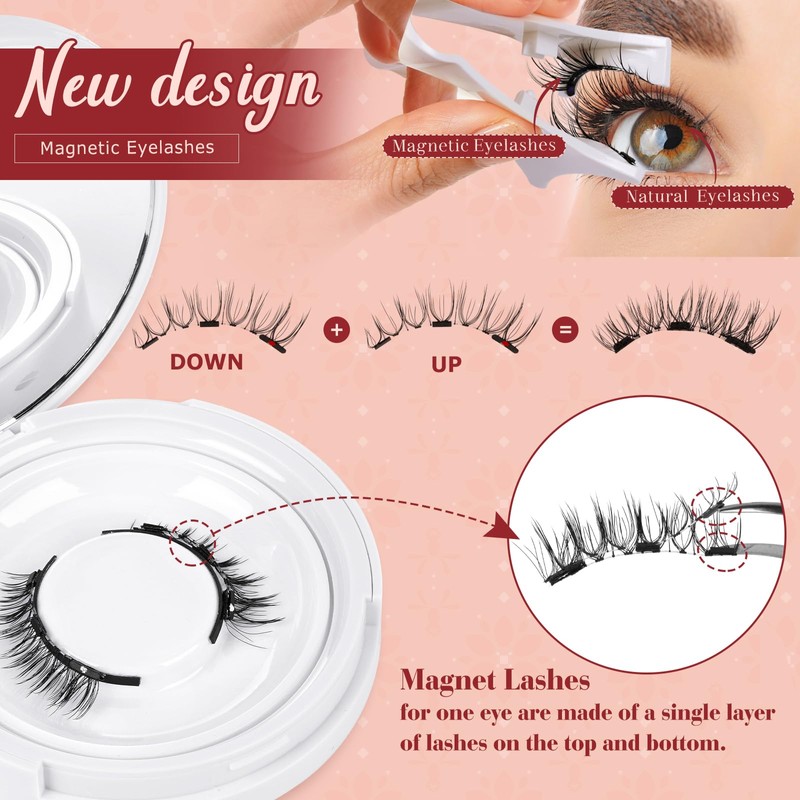 Higu clace Magnetic Eyelashes, Magnetic Eyelashes Without Eyeliner, Magnetic Eyelashes