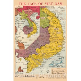 Historic Map - Newspaper Map, Face of Vietnam. 1965 - Vintage Wall Art - 16in x 24in