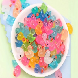 Unbranded 30pcs Mini Glow In The Dark Duck Decor Luminous Crystal Colorful Duck Figurine