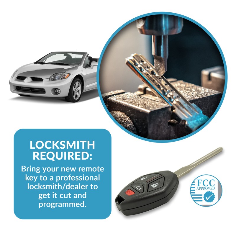 Keyless2Go Replacement for 4 Button Remote Key Combo Mitsubishi OUCG8D-620M-A