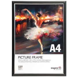 Inspire By Hampton EASYLOADER A4 (21x30cm) Black Picture Poster Frame Plexi (Non-Glass) 1-Pack IBH-EASA4BKP-PK1