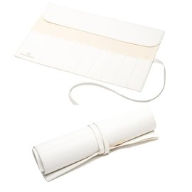 ESTETIKA Travel Makeup Brush Roll Holder Organizer for Women Luxury Brush Pouch Portable Chic Case for Makeup Brushes – Holds 10 Brushes, Stylish Cosmetic Beauty Essentials Storage Pouch (White),