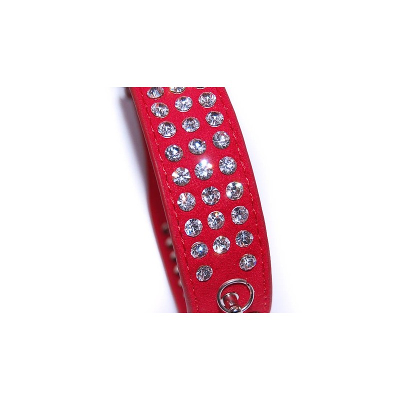 Pet Palace® "Debonair Doggy" (RUBY RED Medium) Suede Diamante Studded