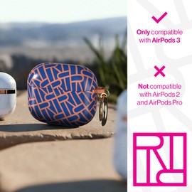RICHMOND & FINCH Compatible with Airpods 3 Case, Blue Apricot Design, Shockproof, Scratch Resistant, Wireless Charging Compatible, Fully Protective Cover for Airpods 3