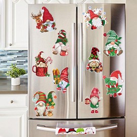 RINOLY 12 Pcs Gnome Christmas Magnets for Fridge,Christmas Gnome Refrigerator Magnets Decoration,Gnome Magnet for Door Refrigerator Mailbox Garage Metal Door Decor