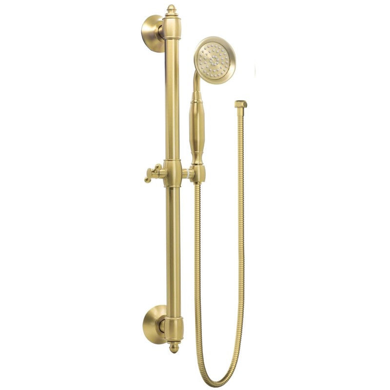 Brass Shower Slide Bar with Handheld Shower Head, Adjustable Height