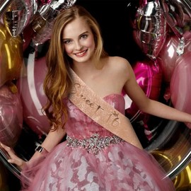 BAHABY Rose Gold Sweet 16 Sash 16th Birthday Decorations for Girls Birthday Party Favors