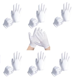 Weiße Handschuhe Baumwolle Stoff Handschuhe Weiss Waschbares Und Dehnbares Tuch Für Mehrzweck Care Baumwollhandschuhe, Bequem Und Atmungsaktiv, Für Hautpflege, Schmuck Untersuchen-22cm 6 Paar