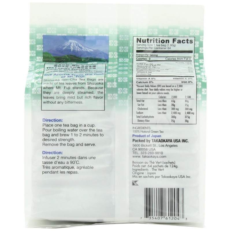 Takaokaya Tea T Green Sencha, TeaBags, 64-Count Units (Pack of
