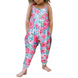 Yousie Girls Size 7 8 Jumpsuit Romper Spring Summer Outfit Floral Clothes Overalls with Pockets