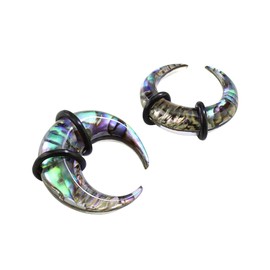 Zaya Body Jewelry Pair Abalone Shell Pinchers Horseshoes 00g 0g 2g 4g 6g 8g Ear Plugs Tunnels Tapers Gauges Septum (4g 5mm)