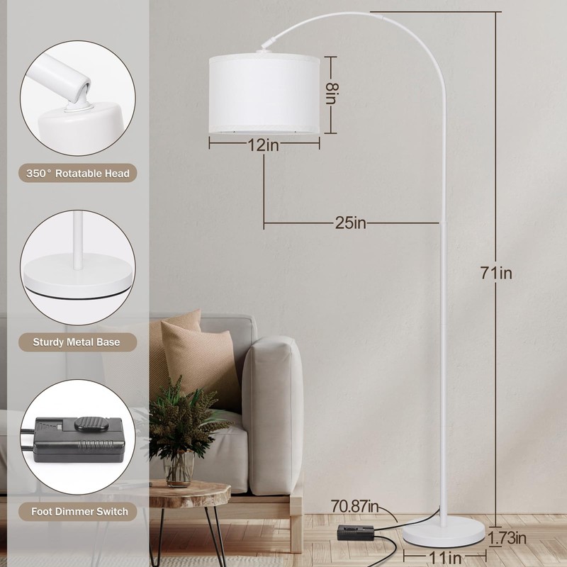Seaside village Standing Lamp for Living Room, Dimmable Arc Floor