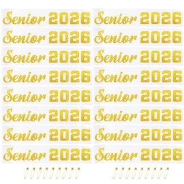 16pcs Senior 2026 Sashes, Graduation Sash White Satin with Gold Glitter Letter, Class of 2026 Sash for Graduation Party, Cheerleader Party Celebration Decorations, Finally Graduated