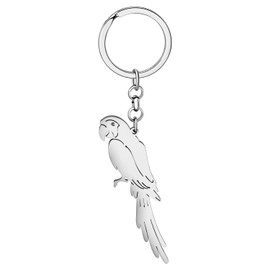 DALANE Stainless Steel Cute Cockatiel Macaw Parrot Keychains Car Key Ring Charms Jewelry Gifts for Women Girls Decor (Silver Plated Macaw #2)