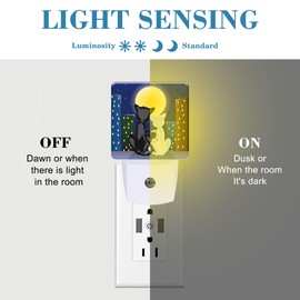 Uiaoiais Night Light for Kids Girls Boys, Romantic Couple Cats Under Moon LED Night Light Plug into Wall with Dusk to Dawn Sensor for Room Decor, Hallway, Kitchen, Bathroom, Nursery, Stairs