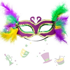 Mardi Gras Mask Feather Mask Mardi Gras Mask Decorations Big Mask Decoration Mardi Grass Party Supplies Carnival Masquerade Mask Costume Party Supplies Feather Mardi Gras Decorations for Party Decor
