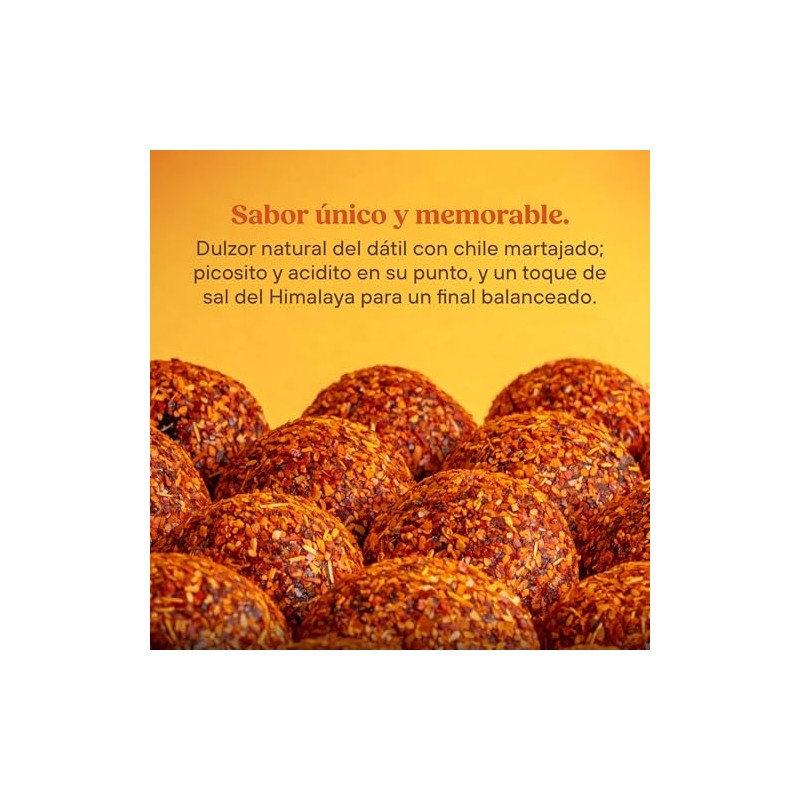 Dat Snack Bolas de Energía de Dátil Enchilado, Snack Saludable