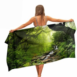 Ulticool - Rainforest Nature Eco Plants Waterfall - Microfibre Towel - Travel Towel Quick-Drying Bath Towel - 160 x 80 cm - for Travel Fitness Gym Sports Microfibre Beach Towel