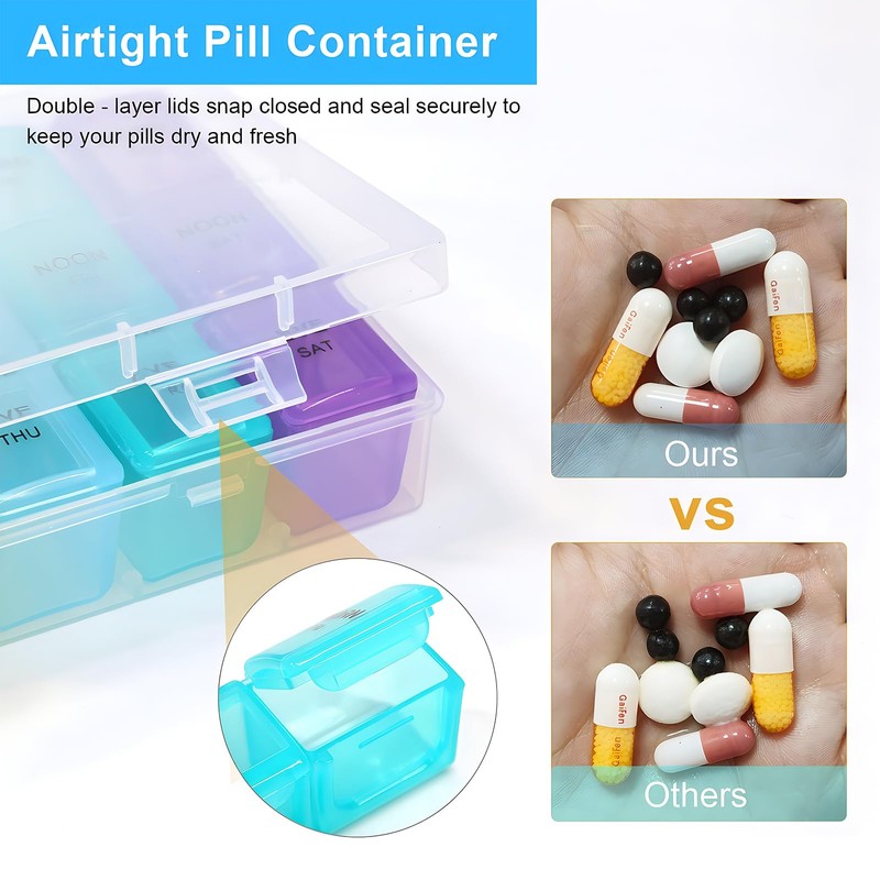 Pasking Large Pill Box Organiser - Weekly Pill Dispenser 7