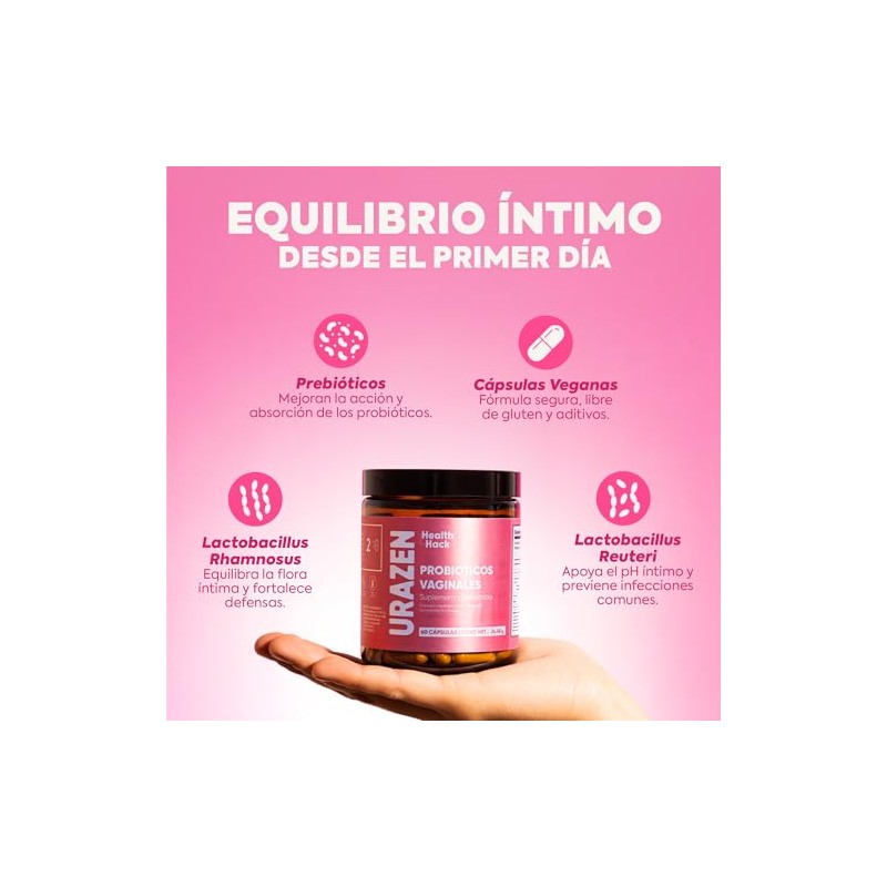 Probióticos Flora Femenina Mujer pH Equilibrado 60 Cápsulas Health Hack