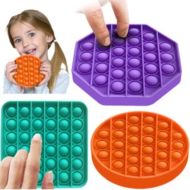 Iye Win® 3 Pack Pop Its Fidget Toys | Poppet Fidget Sensory Toy Helps Relieve Stress and Anxiety in Kids and Teens | Autism Special Needs Fidget Poppers Toy for Boys and Girls (Green, Purple, Orange)