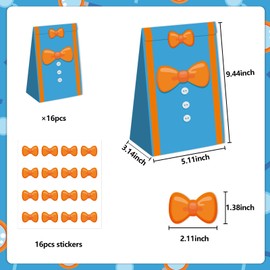 Zliisang 16pcs Yellow Bow Party Favor Bags Bow Stickers Goodie Gift Bags for Kids Construction Birthday Party Decorations Gift Supplies