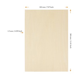 MUKCHAP 24PCS 12 x 8 x 1/16 Inch Basswood Wood Sheets, 1.5mm Craft Plywood Board, Unfinished Thin Wood Sheets for Crafts, Model Making, DIY