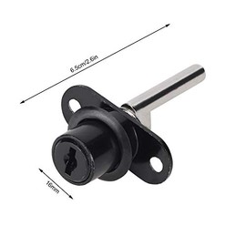 Cerradura de Cajón Gabinete Escritorio Armario Archivador, 2 Piezas Cerradura de Émbolo, Para la Seguridad de Oficina Casa Hogar Muebles (16mm Black single lock) (1)