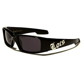 Locs 8LOC9052 Hypster Urban Poker Rapper Sunglasses Fashion City Women Men, Frame glossy black, grey lenses