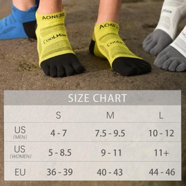 AONIJIE Toe Socks for Men/Women High Performance Athletic Five Finger Thin Socks Soft, Comfortable and Breathable, Small