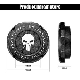 ZKFAR 1 PC Car Engine Push to Start Accessories, Rotary Push Start Button Cover Skull Print, Engine Start Stop Button Cover Rotar, Car Start Button Cover Spin, Motorcycle Startup Decoration (Black)