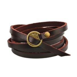 72ore Leather Wrap Bracelet for Women Men Multilayer Cuff Bracelets Adjustable Vintage Thin Wristbands Punk Stylish Bracelets Jewelry for Birthday Graduation Christmas Gifts(Brown)