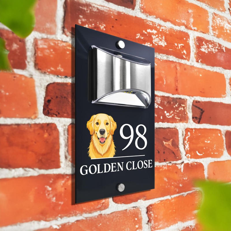 Custom Signs Solar Illuminated Modern Anthracite House Number Sign 24cm