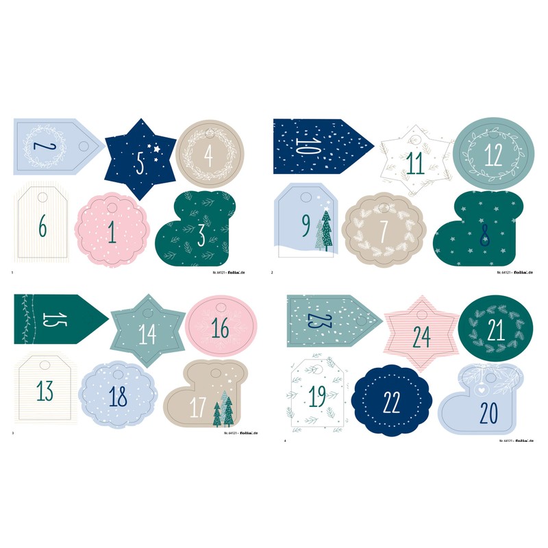 folia 64121 Advent Calendar Set, Basic with Motif Print, Approx.