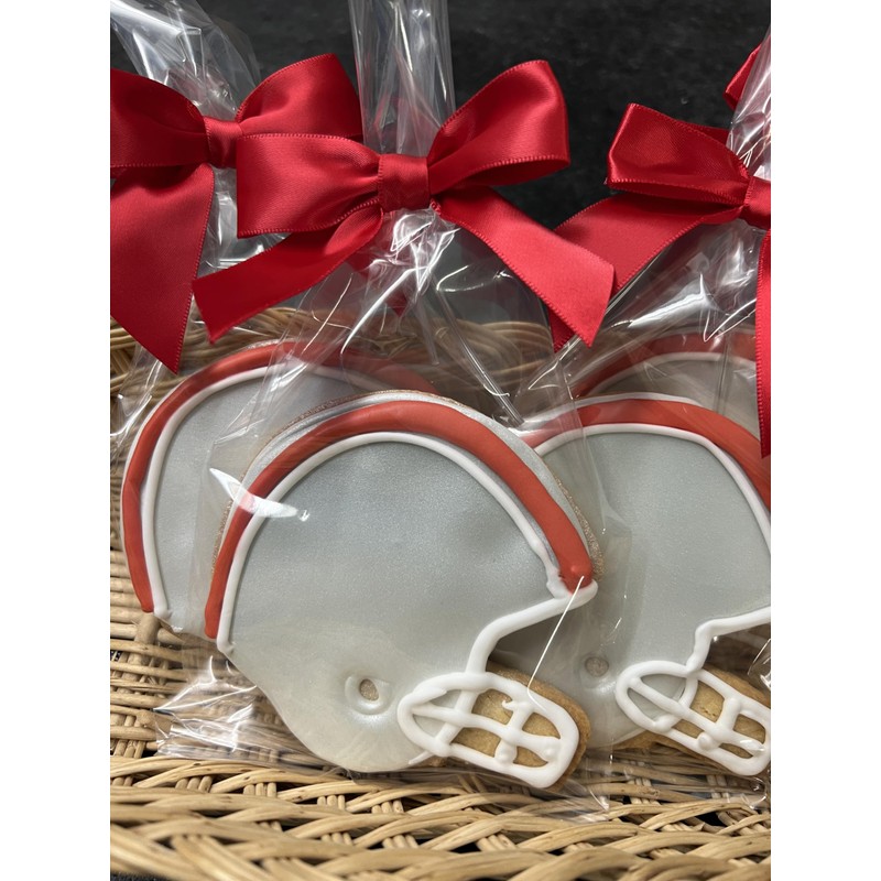 Football and Helmet Cookies Custom Colors- 6 Decorated Shortbread Cookies