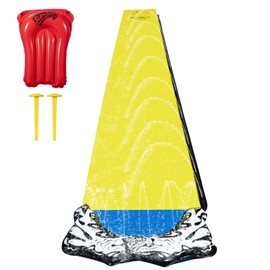 Wham-O Slip N Slide 18ft Single Wave Rider with Body Boards, Lawn Water Slides for Kids and Adults, Great for Summer Water Parties Backyard Outdoor Activities