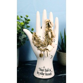 Psychic Fortune Teller Palmistry White Hand Palm Ceramic Figurine Jewelry Holder