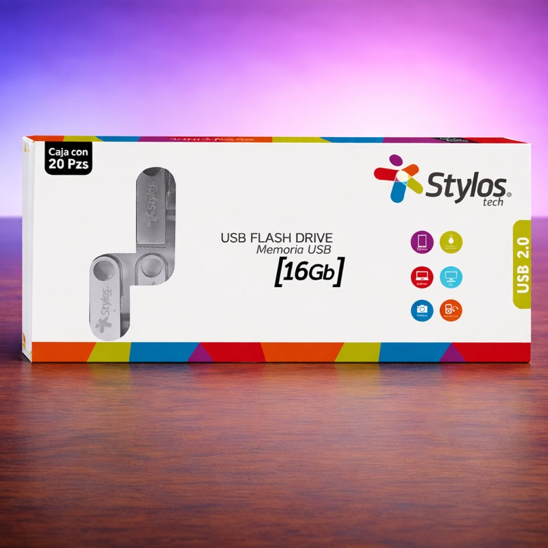 Stylos Paquete 20 Memorias USB 16GB 2.0 Metalica Tech