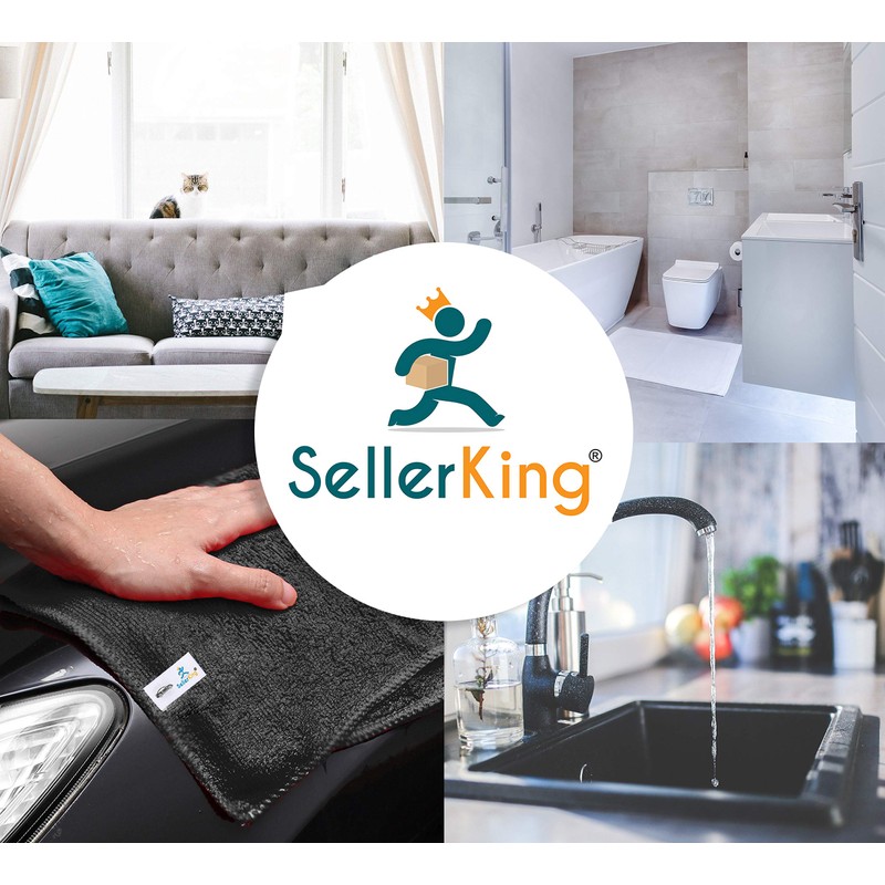 SellerKing® 6 Microfibre Cloths Green (3) and Blue (3) Microfibre