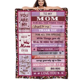 Mom Gifts from Daughter and Son, Gifts for Mom from Daughter Son 50x60 Inch Flannel Mom Throw Blanket Christmas Thanksgiving Birthday Gifts for Mom