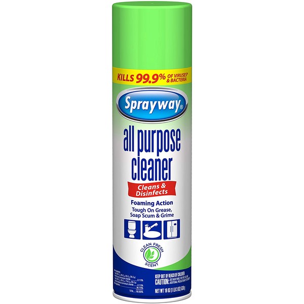 Sprayway SW5002R All Purpose Disinfectant Cleaner, Foaming Action, 19 Ounce