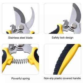 Ruiqas 3pcs Professional Garden Pruning Shears Stainless Steel Blades Hand Pruners Set for Gardening