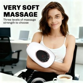 Hand Massager with Heat, Electric Compression Therapy Device, 3 Pressure Levels, Finger to Wrist (White, General)