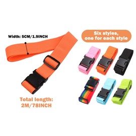 Kellegour Luggage Strap, Adjustable Suitcase Strap, 6 Pieces, Strap for Suitcase Strap Set, Suitcase Strap Strap, Suitcase Strap Travel Accessories, Black, Orange, Pink, Green, Blue and Colours
