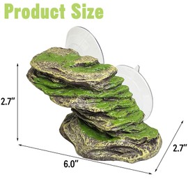 kathson Turtle Basking Platform Floating Turtle Dock Baby Tortoise Climbing Ramp Shale Reptiles Dock Resting Terrace Stone Aquarium Ornament for Frogs Newts (Green Size:6.0”Lx2.7”Wx2.7”H)
