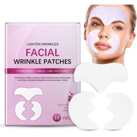 12 Piezas Parches para Arrugas en la Frente y 12 Pares de Parches Antiarrugas para Líneas de Sonrisa - Suaviza Líneas Finas las arrugas&líneas de patas de gallo