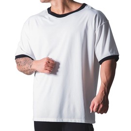 Magiftbox Workout Shirts Short Sleeve Oversized Hipster Gym Shirts Hip-hop T-Shirts for Men T44_White_US-S