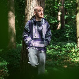 Siesta Baja Hoodie - Mexican Jerga Hooded Top - Hippie Festival Jumper for Men and Women - Purple and Lavender - XL