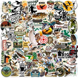 100Pcs Duck Hunting Stickers, Go Hunting Camo Adventure Vinyl Waterproof Sticker Decals for Water Bottle, Helmet, Laptop, Phone, Skateboard, Car, Bumper, Gifts for Hunting Birthday Party Supplies
